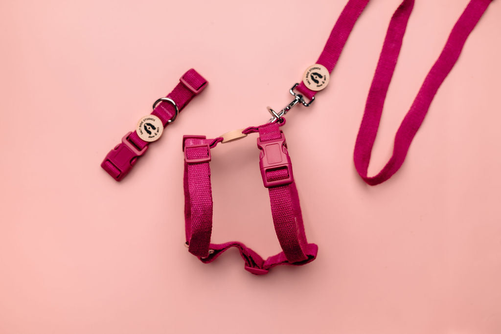 Organic Magenta Pink Hemp Dog Lead